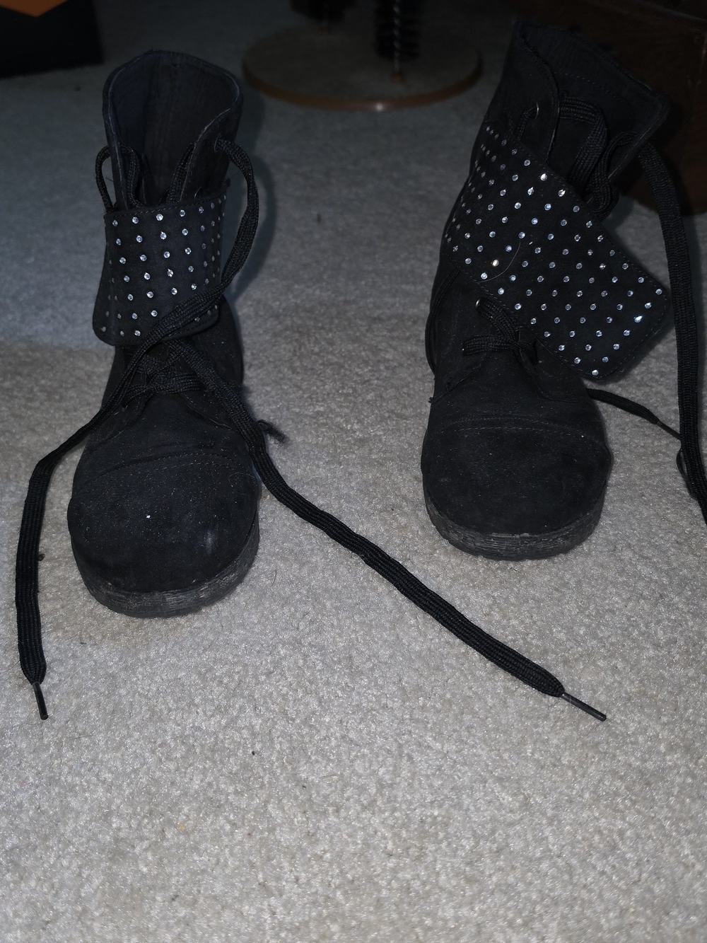 Black Studded Lace-Up Combat Boots